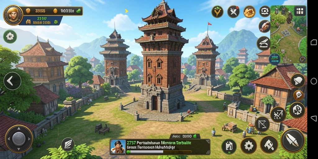 Tampilan menara dan musuh dalam gameplay Tower Defense 2757.