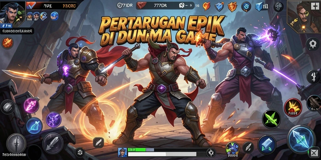 Tampilan gameplay 777IDR menampilkan pertarungan seru dengan karakter yang beragam.
