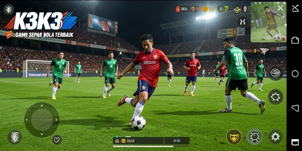 Menggambarkan aksi intens dalam permainan sepak bola.