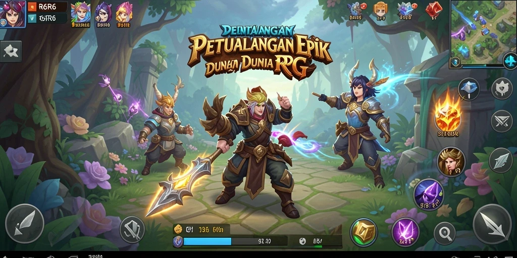 Screenshot utama R6R6 menampilkan pertarungan epik dalam dunia RPG yang luas.