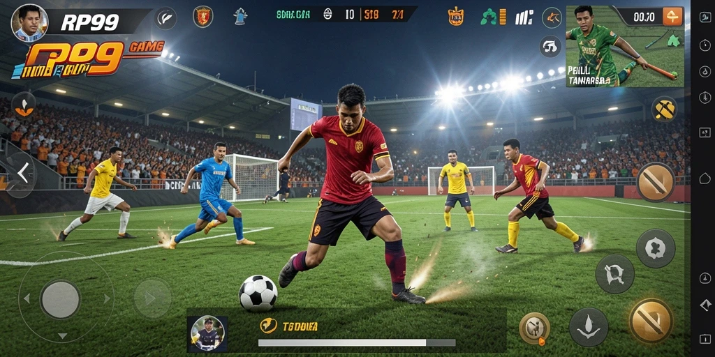 Tampilan gameplay seru dari RP99 saat pertandingan olahraga.