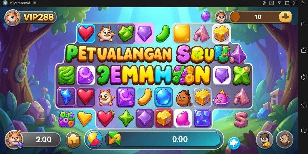 Screenshot gameplay <strong>VIP288</strong> menunjukkan kombinasi permata yang menawan.