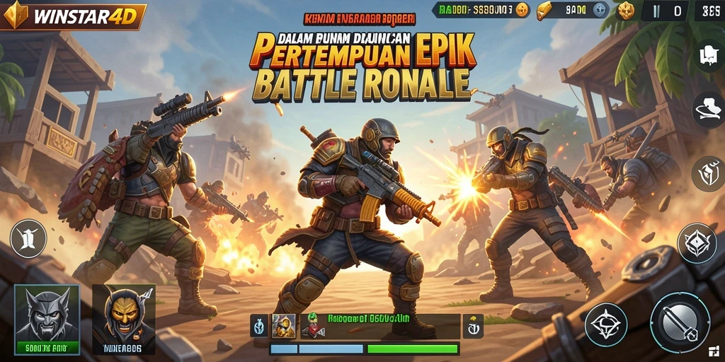 Screenshot gameplay WINSTAR4D yang menunjukkan pertempuran sengit di arena.